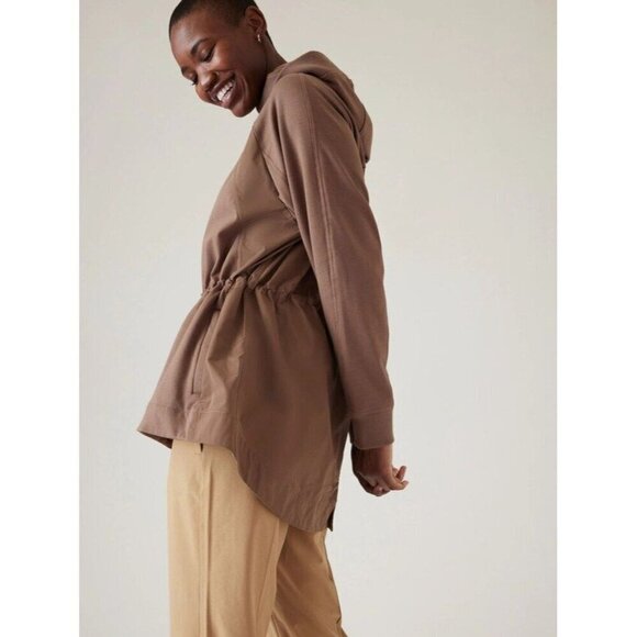Athleta Rustic Beige Triumph Hybrid Hooded Jacket Small - Picture 2 of 11